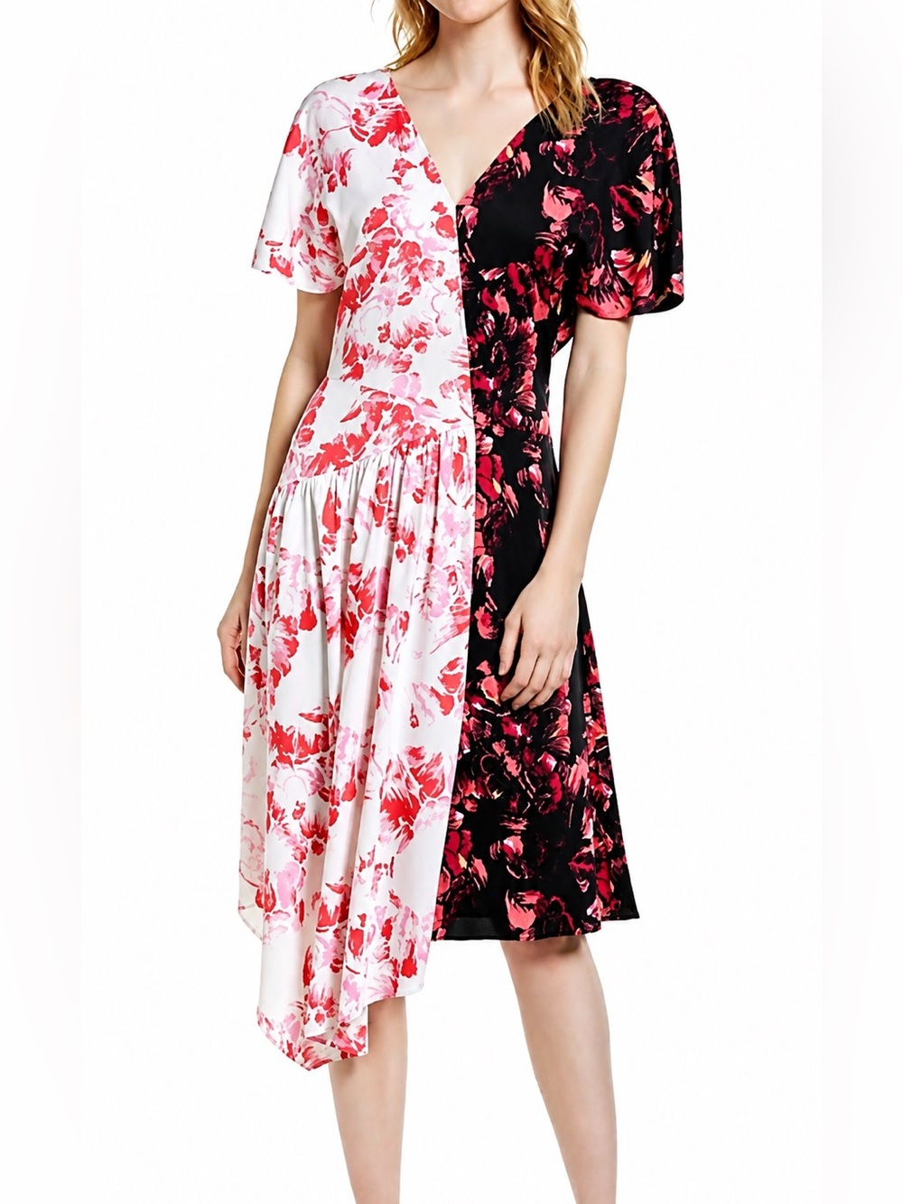 Lewit double print floral silk dress, size 10